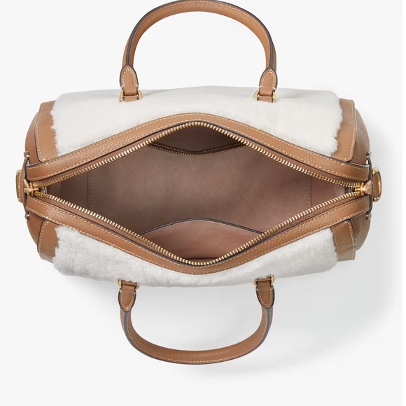 ♠️ Kate Spade Gramercy Shearling Fur Medium Satchel Crossbody, Cream NWT - Picture 5 of 8